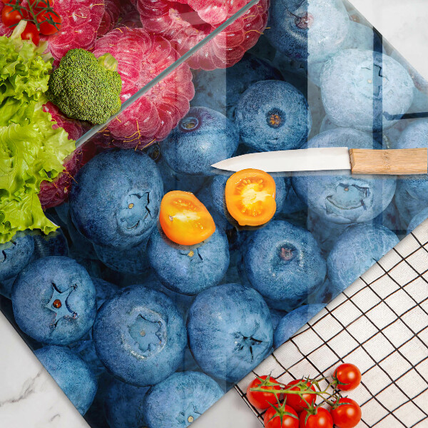 Steklena podloga za rezanje Plodovi malin in borovnic