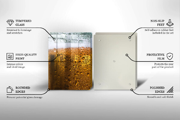 Steklena podloga za rezanje Moker kozarec piva