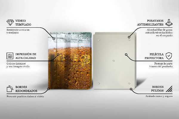 Steklena podloga za rezanje Moker kozarec piva