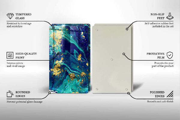 Steklena podloga za rezanje Abstrakcija z zlatom