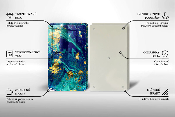 Steklena podloga za rezanje Abstrakcija z zlatom