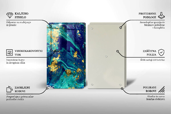 Steklena podloga za rezanje Abstrakcija z zlatom