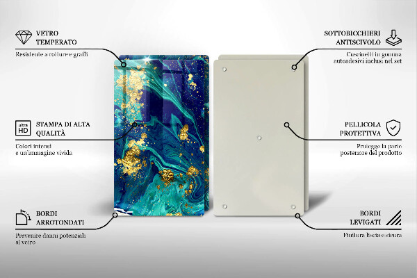 Steklena podloga za rezanje Abstrakcija z zlatom