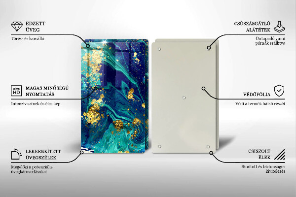 Steklena podloga za rezanje Abstrakcija z zlatom