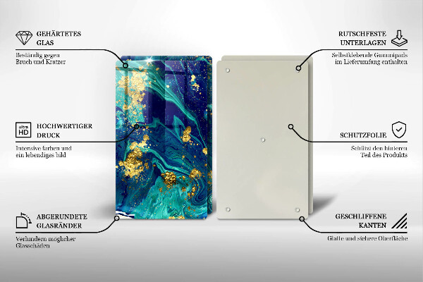 Steklena podloga za rezanje Abstrakcija z zlatom