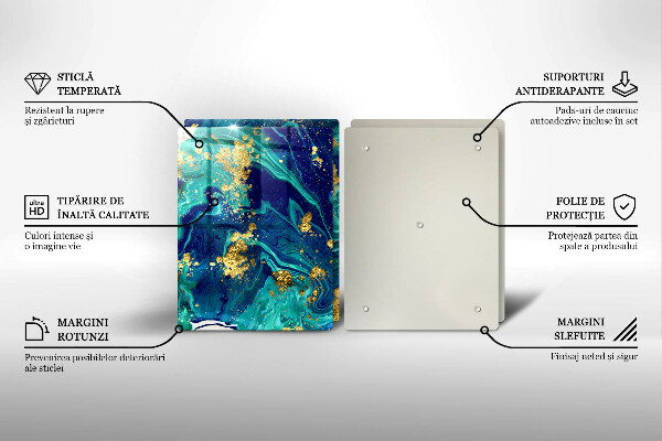 Steklena podloga za rezanje Abstrakcija z zlatom