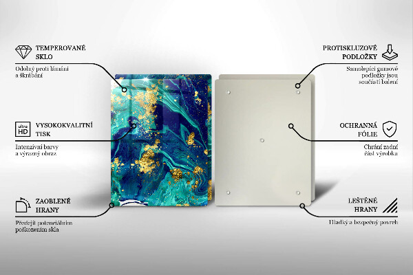 Steklena podloga za rezanje Abstrakcija z zlatom