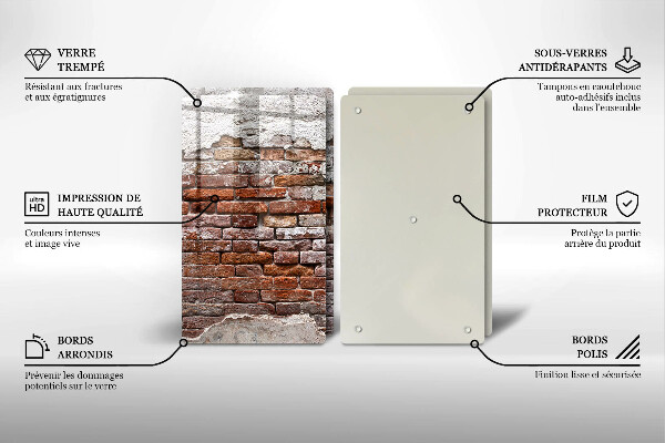 Steklena podloga za rezanje Stara opečna in betonska stena