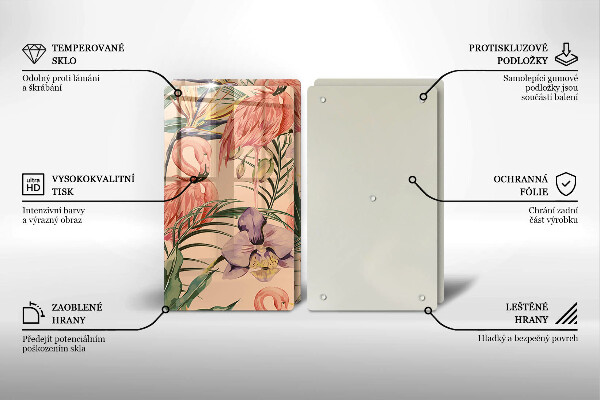 Steklena podloga za rezanje Ilustracija flamingov