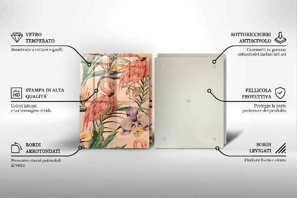 Steklena podloga za rezanje Ilustracija flamingov