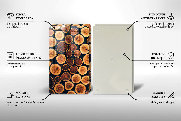 Steklena podloga za rezanje Leseni štori