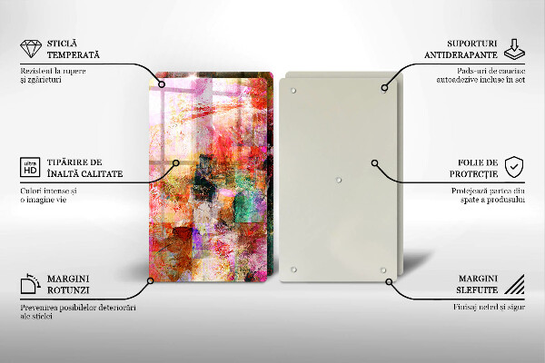 Steklena podloga za rezanje Barvna abstrakcija