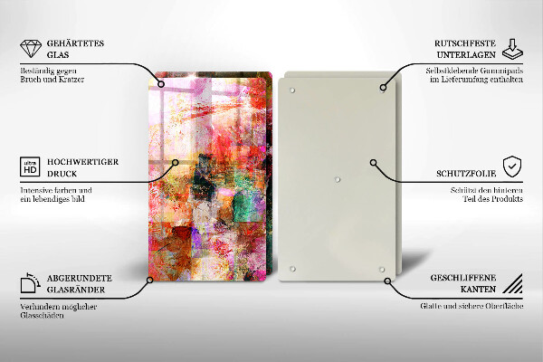 Steklena podloga za rezanje Barvna abstrakcija