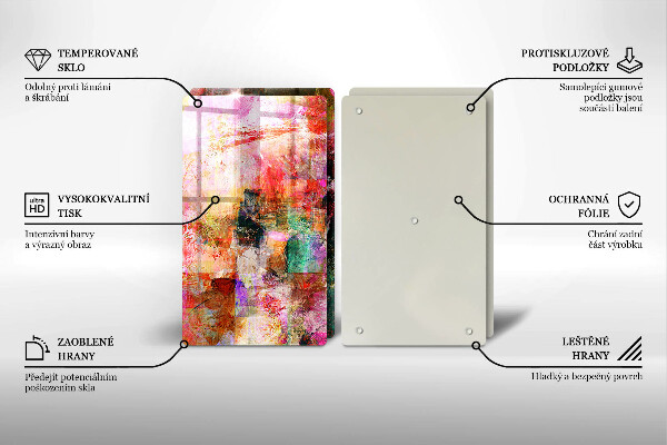 Steklena podloga za rezanje Barvna abstrakcija