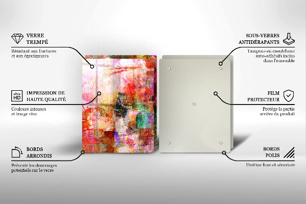 Steklena podloga za rezanje Barvna abstrakcija