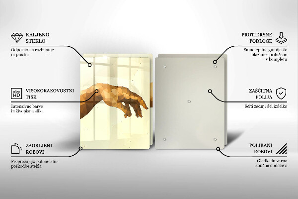 Steklena podloga za rezanje Stvarjenje Adamovih rok