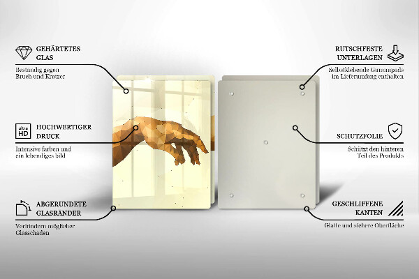 Steklena podloga za rezanje Stvarjenje Adamovih rok