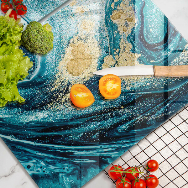 Steklena podloga za rezanje Abstrakcija modrega zlata