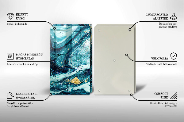 Steklena podloga za rezanje Abstrakcija modrega zlata