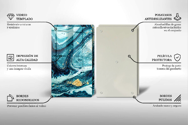 Steklena podloga za rezanje Abstrakcija modrega zlata