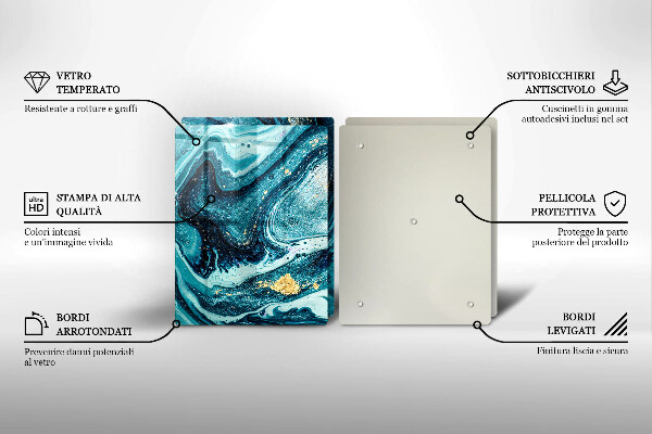 Steklena podloga za rezanje Abstrakcija modrega zlata