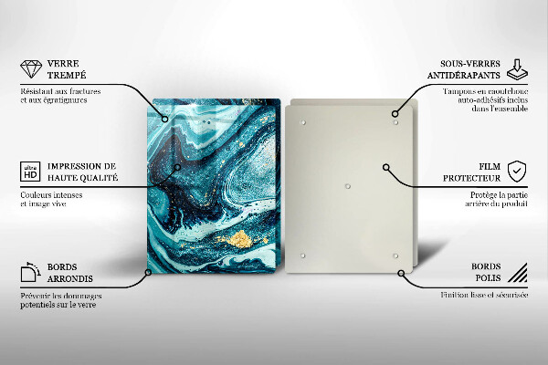 Steklena podloga za rezanje Abstrakcija modrega zlata