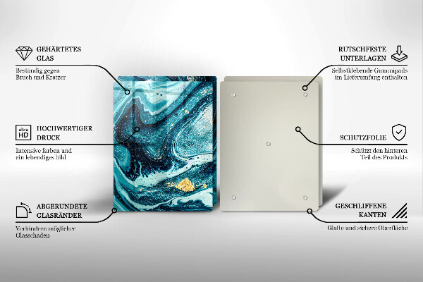 Steklena podloga za rezanje Abstrakcija modrega zlata