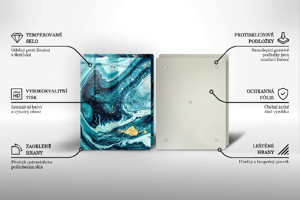 Steklena podloga za rezanje Abstrakcija modrega zlata