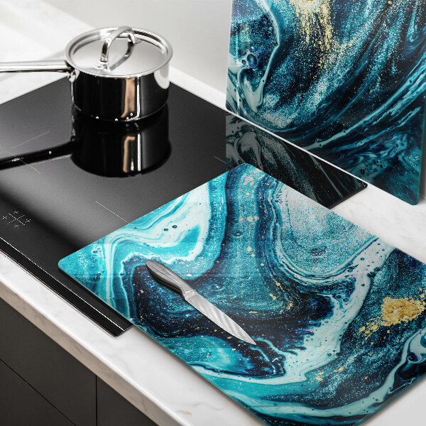 Steklena podloga za rezanje Abstrakcija modrega zlata