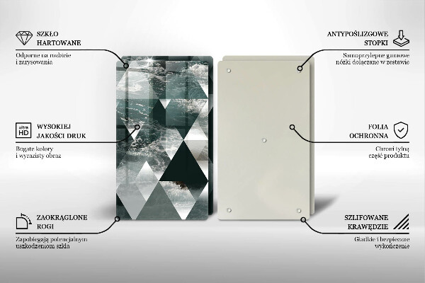 Steklena podloga za rezanje Trikotniki in voda