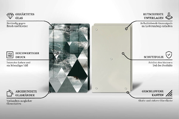 Steklena podloga za rezanje Trikotniki in voda