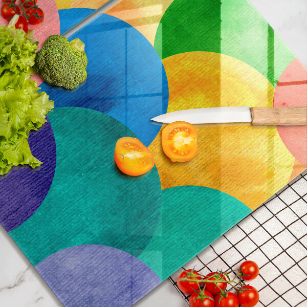 Steklena podloga za rezanje Pisani krogi