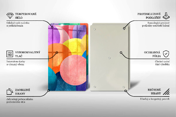 Steklena podloga za rezanje Pisani krogi