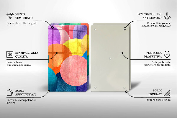 Steklena podloga za rezanje Pisani krogi