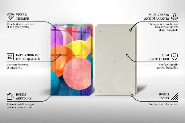 Steklena podloga za rezanje Pisani krogi