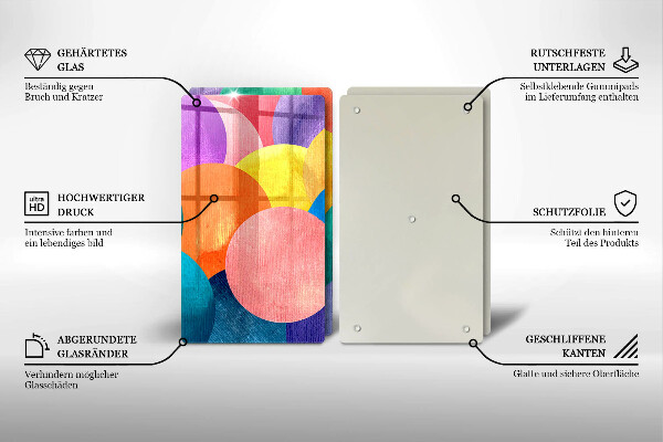 Steklena podloga za rezanje Pisani krogi