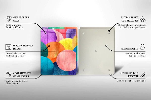 Steklena podloga za rezanje Pisani krogi