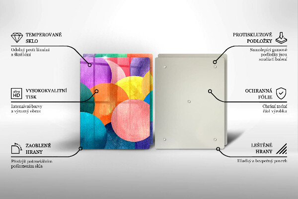 Steklena podloga za rezanje Pisani krogi