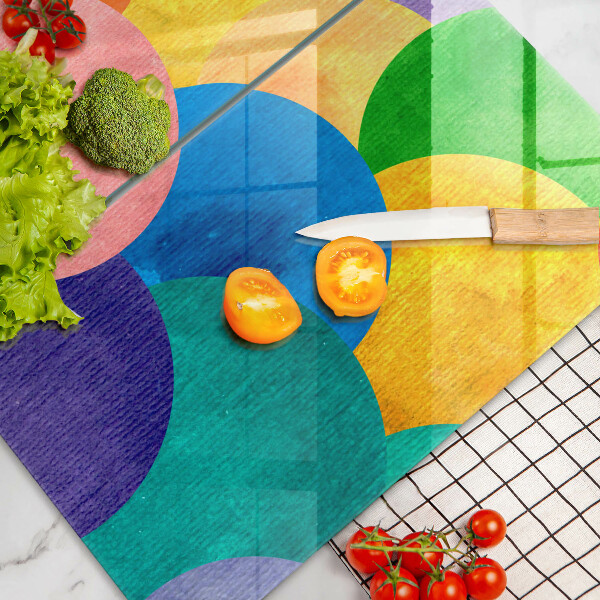 Steklena podloga za rezanje Pisani krogi