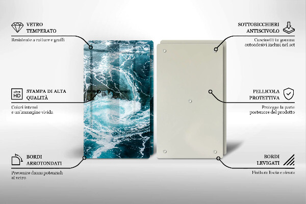 Steklena podloga za rezanje Peneči se valovi vode