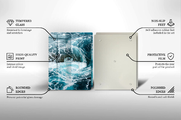 Steklena podloga za rezanje Peneči se valovi vode