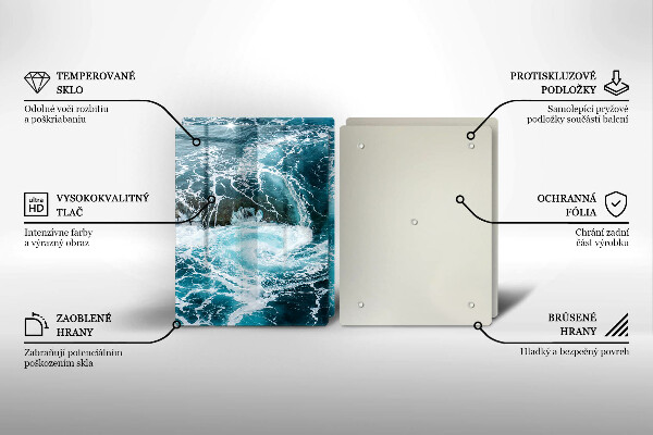 Steklena podloga za rezanje Peneči se valovi vode