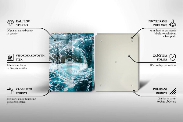 Steklena podloga za rezanje Peneči se valovi vode