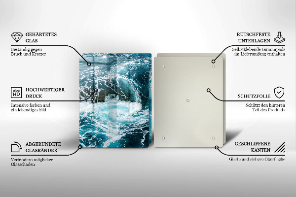 Steklena podloga za rezanje Peneči se valovi vode