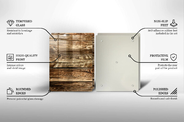Steklena podloga za rezanje Tekstura lesene deske