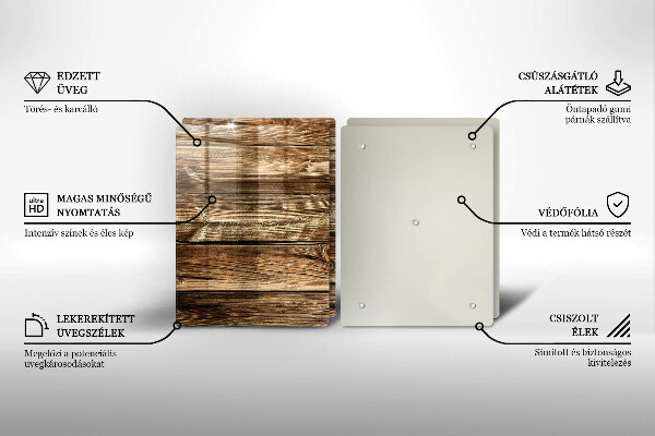 Steklena podloga za rezanje Tekstura lesene deske