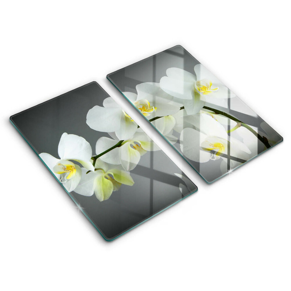 Steklena podloga za rezanje Cvetovi belih orhidej