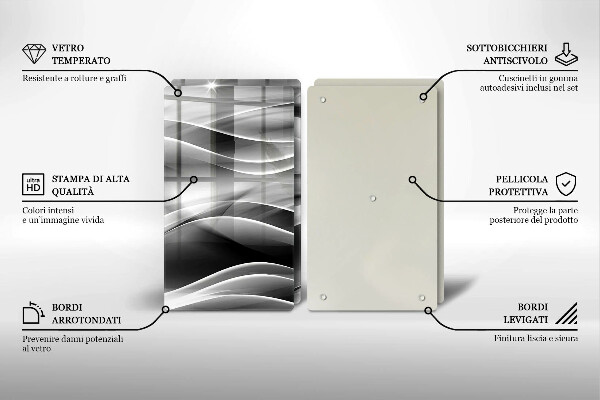 Steklena podloga za rezanje Abstraktne črte dima