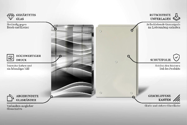 Steklena podloga za rezanje Abstraktne črte dima