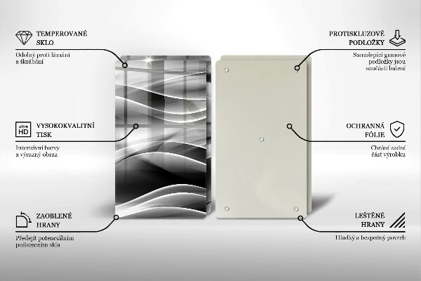 Steklena podloga za rezanje Abstraktne črte dima